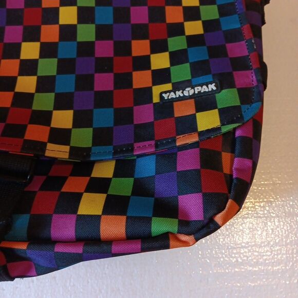 Yak Pak Basic Shoulder Messenger Bag Multicheckerboard Adjustable Strap - Picture 2 of 11